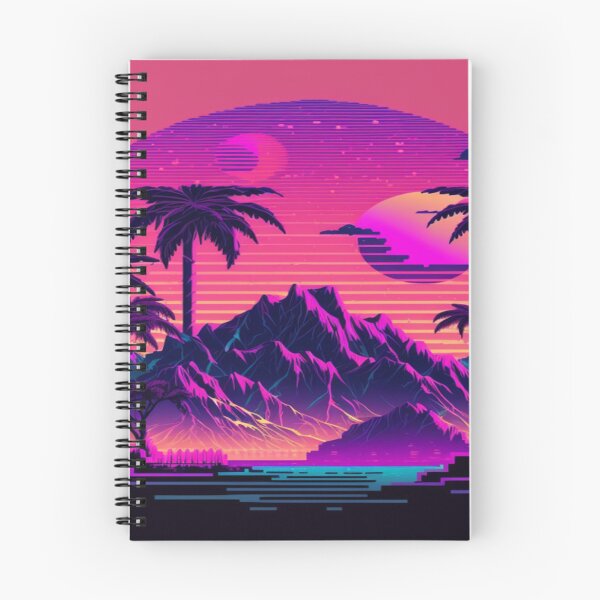 Item preview, Blue Ocean, Sunset and Palmtrees In Synthwave Style designed and sold by Unwind-Art-Work.