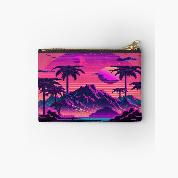 Item preview, Blue Ocean, Sunset and Palmtrees In Synthwave Style designed and sold by Unwind-Art-Work.