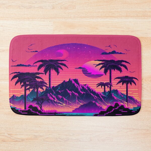 Item preview, Blue Ocean, Sunset and Palmtrees In Synthwave Style designed and sold by Unwind-Art-Work.