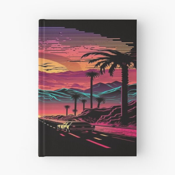 Item preview, The Open Road, Sunset and Palmtrees In Synthwave Style designed and sold by Unwind-Art-Work.