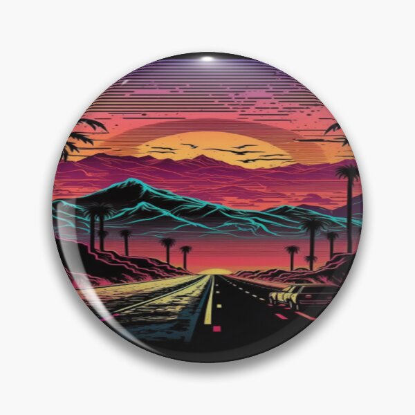 Item preview, The Open Road, Sunset and Palmtrees In Synthwave Style designed and sold by Unwind-Art-Work.