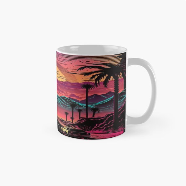 Item preview, The Open Road, Sunset and Palmtrees In Synthwave Style designed and sold by Unwind-Art-Work.