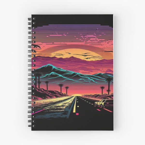 Item preview, The Open Road, Sunset and Palmtrees In Synthwave Style designed and sold by Unwind-Art-Work.