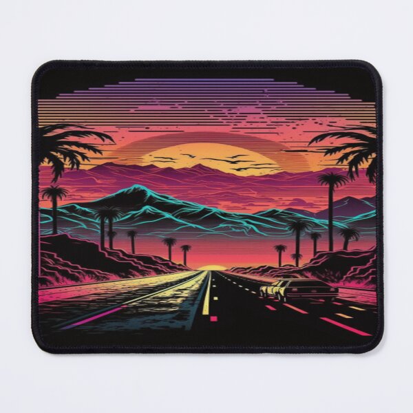 Item preview, The Open Road, Sunset and Palmtrees In Synthwave Style designed and sold by Unwind-Art-Work.