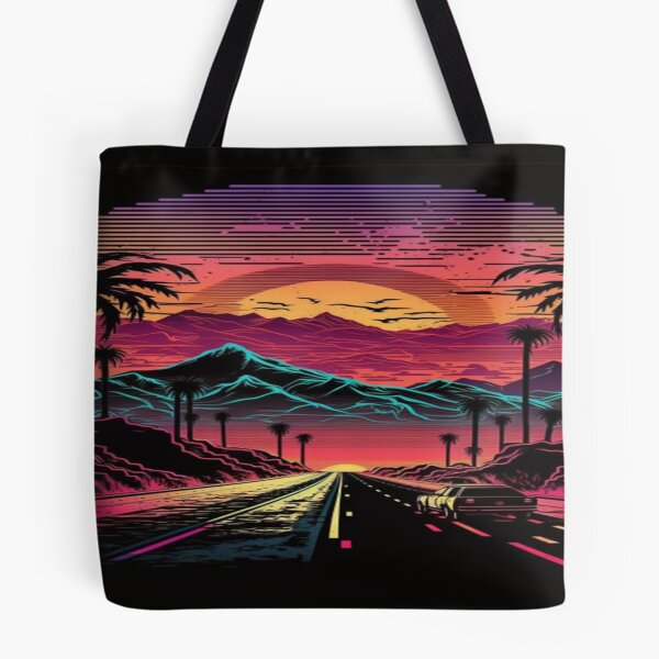 Item preview, The Open Road, Sunset and Palmtrees In Synthwave Style designed and sold by Unwind-Art-Work.