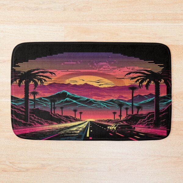 Item preview, The Open Road, Sunset and Palmtrees In Synthwave Style designed and sold by Unwind-Art-Work.