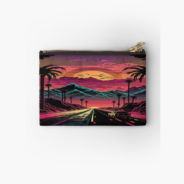 Item preview, The Open Road, Sunset and Palmtrees In Synthwave Style designed and sold by Unwind-Art-Work.