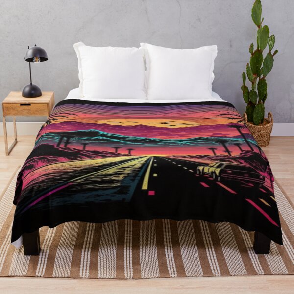 Item preview, The Open Road, Sunset and Palmtrees In Synthwave Style designed and sold by Unwind-Art-Work.