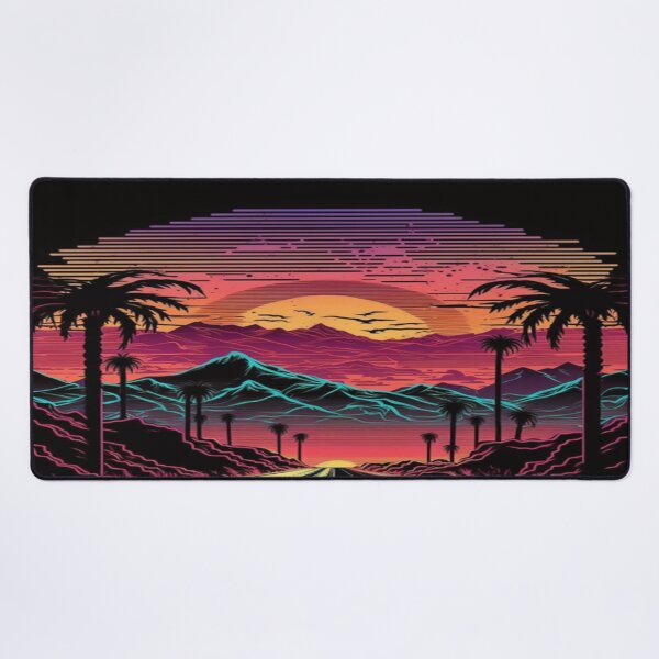 Item preview, The Open Road, Sunset and Palmtrees In Synthwave Style designed and sold by Unwind-Art-Work.