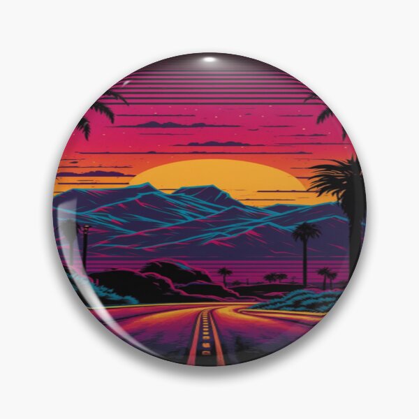 Item preview, The Open Road, Sunset and Palmtrees In Synthwave Style designed and sold by Unwind-Art-Work.