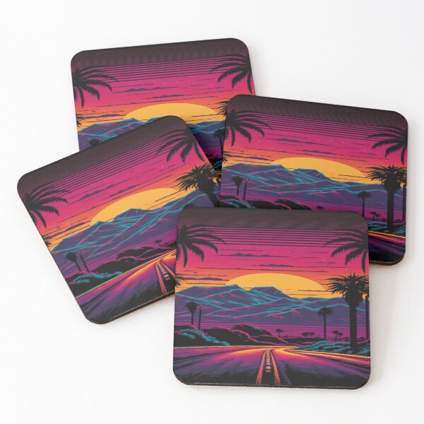 Item preview, The Open Road, Sunset and Palmtrees In Synthwave Style designed and sold by Unwind-Art-Work.