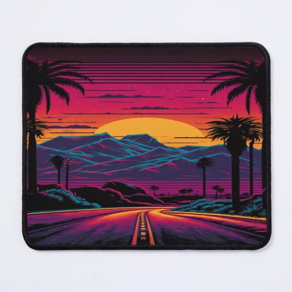 Item preview, The Open Road, Sunset and Palmtrees In Synthwave Style designed and sold by Unwind-Art-Work.