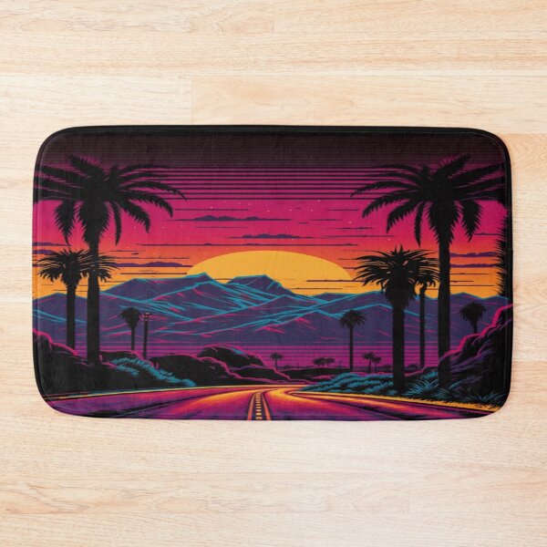 Item preview, The Open Road, Sunset and Palmtrees In Synthwave Style designed and sold by Unwind-Art-Work.