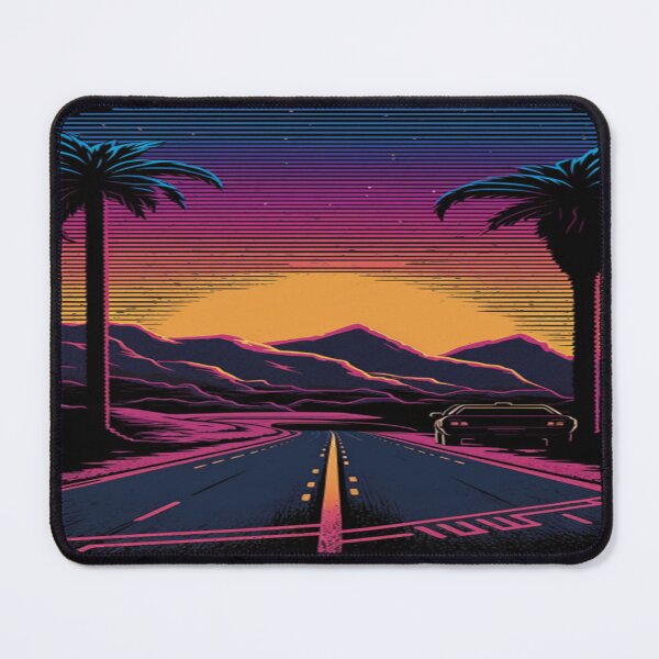 Item preview, The Open Road, Sunset and Palmtrees In Synthwave Style designed and sold by Unwind-Art-Work.