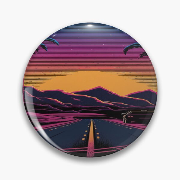 Item preview, The Open Road, Sunset and Palmtrees In Synthwave Style designed and sold by Unwind-Art-Work.