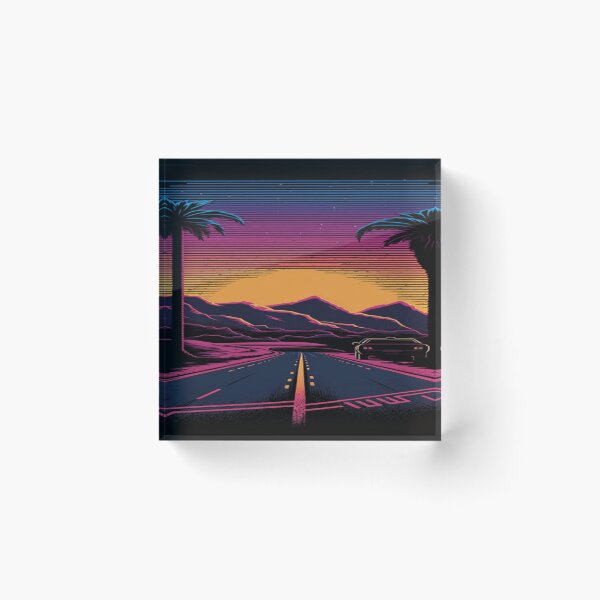 Item preview, The Open Road, Sunset and Palmtrees In Synthwave Style designed and sold by Unwind-Art-Work.