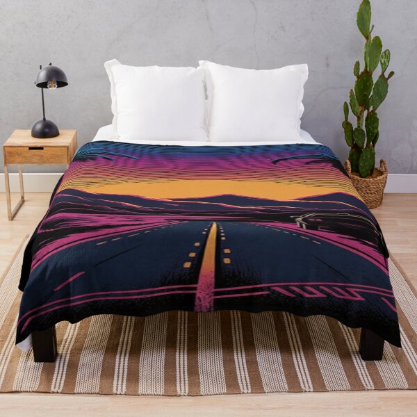Item preview, The Open Road, Sunset and Palmtrees In Synthwave Style designed and sold by Unwind-Art-Work.