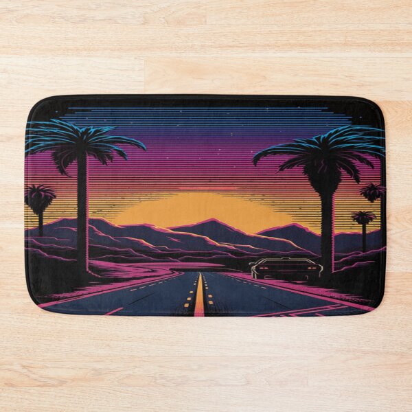 Item preview, The Open Road, Sunset and Palmtrees In Synthwave Style designed and sold by Unwind-Art-Work.