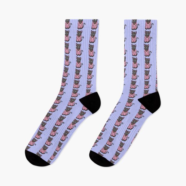 Item preview, black cat with light blue eyes with pink sweatshirt and pink collar in anime kawaii style, cat design, cat illustration  designed and sold by kitsuneins.