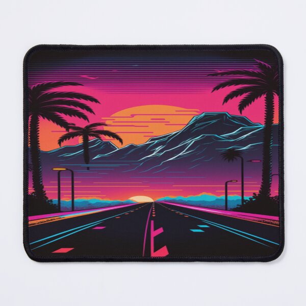 Item preview, The Open Road, Sunset and Palmtrees In Synthwave Style designed and sold by Unwind-Art-Work.