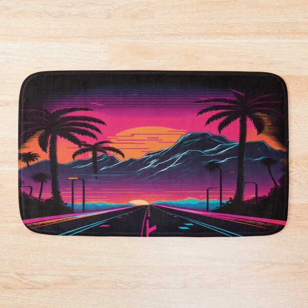 Item preview, The Open Road, Sunset and Palmtrees In Synthwave Style designed and sold by Unwind-Art-Work.