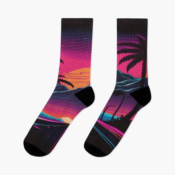 Item preview, The Open Road, Sunset and Palmtrees In Synthwave Style designed and sold by Unwind-Art-Work.
