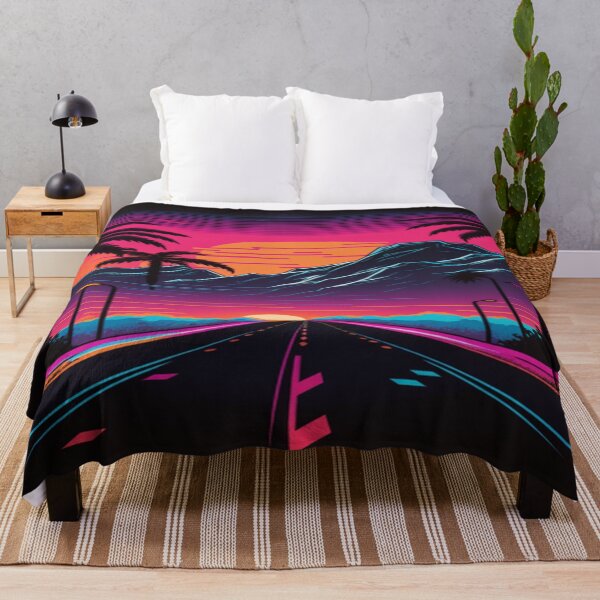 Item preview, The Open Road, Sunset and Palmtrees In Synthwave Style designed and sold by Unwind-Art-Work.