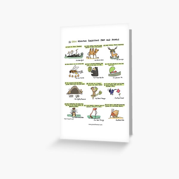 12 Green Resolution Suggestions from Wild Animals Greeting Card