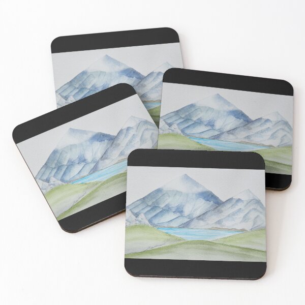 Item preview, Relaxing Mountain landscape with lake in watercolor  designed and sold by JewelsNova.