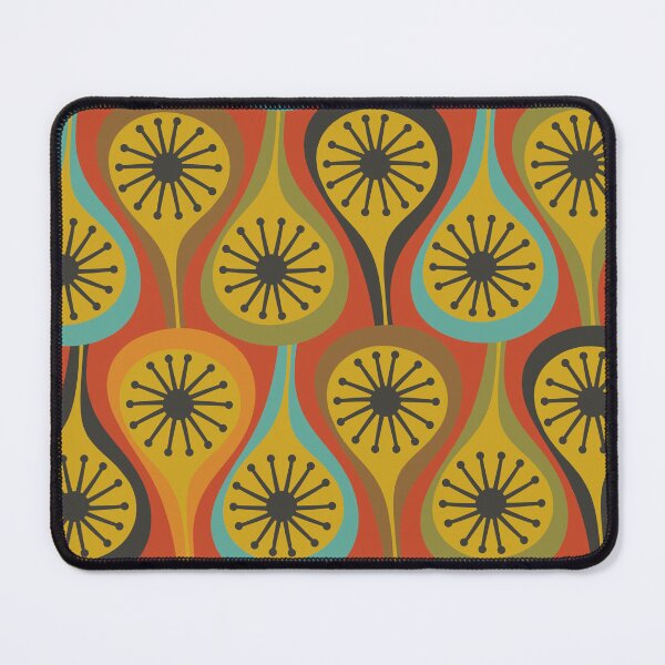 Item preview, Mid Century Modern Atomic Drops Retro Pattern Burnt Orange Avocado Mustard Brown Turquoise Charcoal designed and sold by kierkegaard.