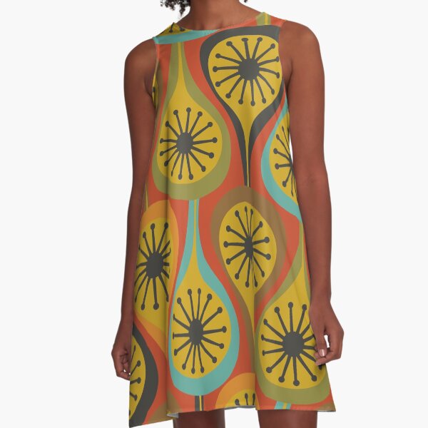 Item preview, Mid Century Modern Atomic Drops Retro Pattern Burnt Orange Avocado Mustard Brown Turquoise Charcoal designed and sold by kierkegaard.