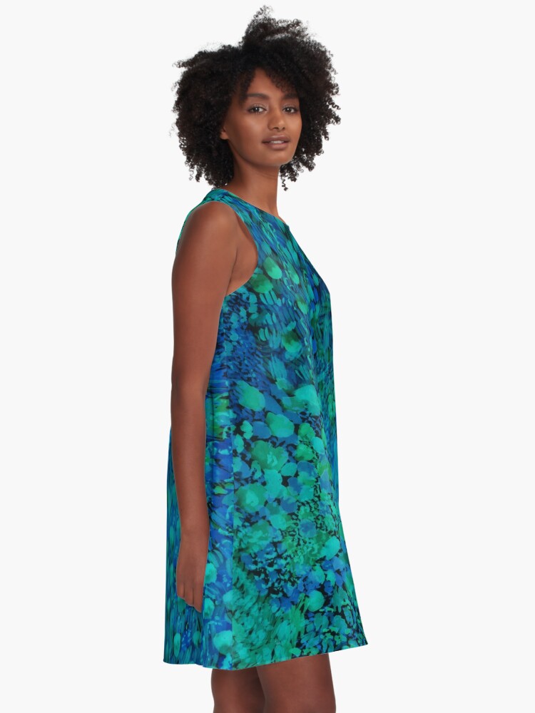 Alternate view of Peacock Watercolor Painting A-Line Dress