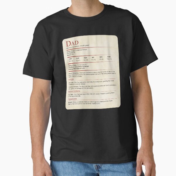 Item preview, D&D Dad Stat Block designed and sold by sunburstrpg.