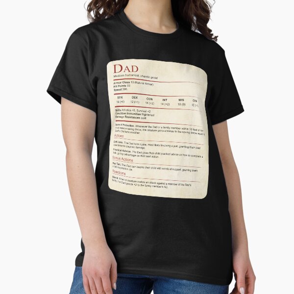 Item preview, D&D Dad Stat Block designed and sold by sunburstrpg.