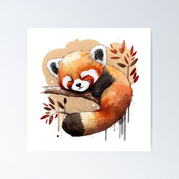 Item preview, Red panda sleeping  designed and sold by EllsLittleStore.