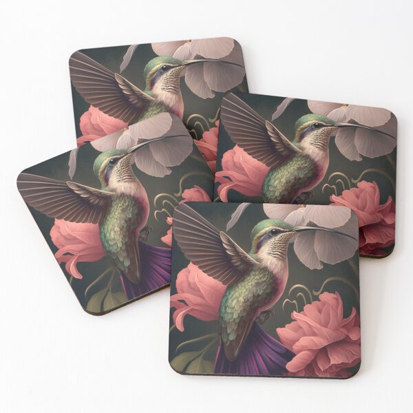 Item preview, Hummingbird and Flowers, Color-filled Hummingbird. designed and sold by DiamondPixel.