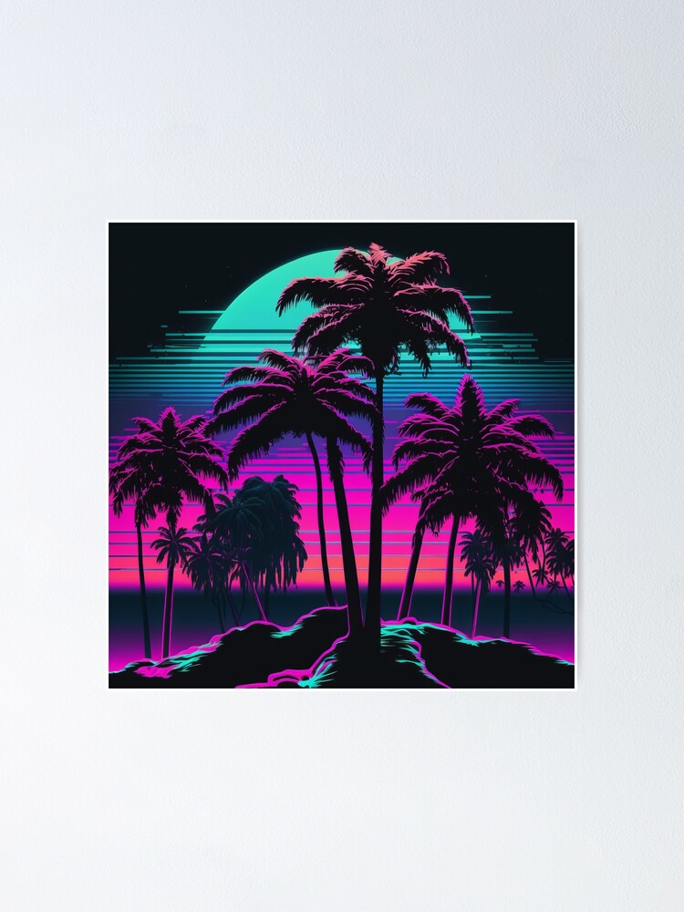 80s Miami Synthwave Neon Palms