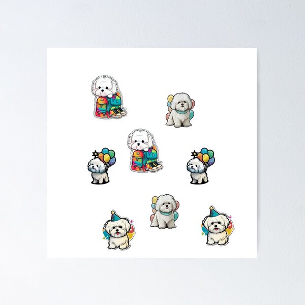 Item preview, Dogs Birthday Shih Tzu Man Woman Child White Colourful STICKER PACK designed and sold by Furry-BFF.
