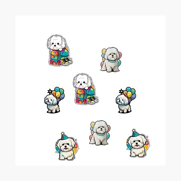 Item preview, Dogs Birthday Shih Tzu Man Woman Child White Colourful STICKER PACK designed and sold by Furry-BFF.