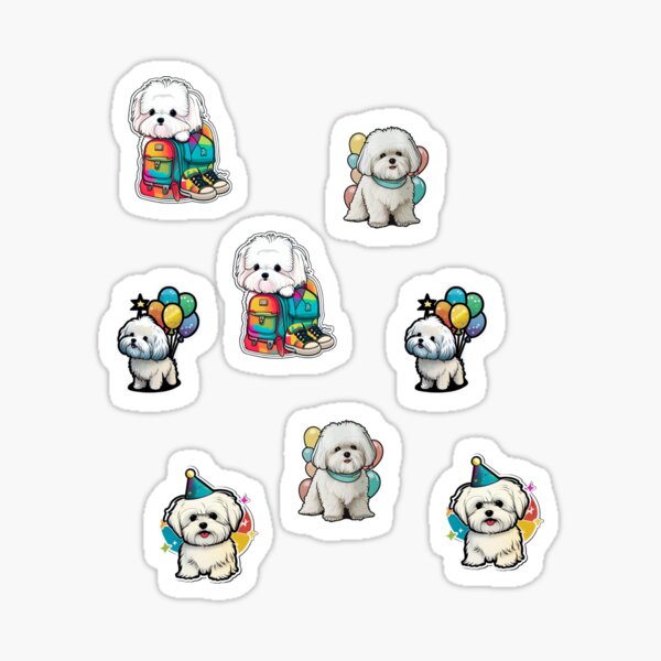 Item preview, Dogs Birthday Shih Tzu Man Woman Child White Colourful STICKER PACK designed and sold by Furry-BFF.