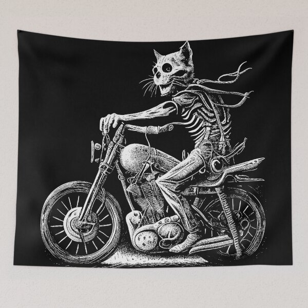 Item preview, Cat Skeleton on Motorbike designed and sold by olazlo.