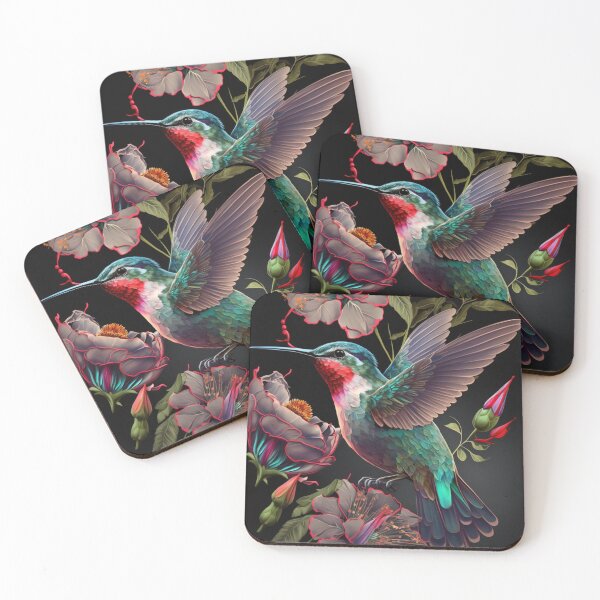 Item preview, Hummingbird and Flowers, Color-filled Hummingbird. designed and sold by DiamondPixel.
