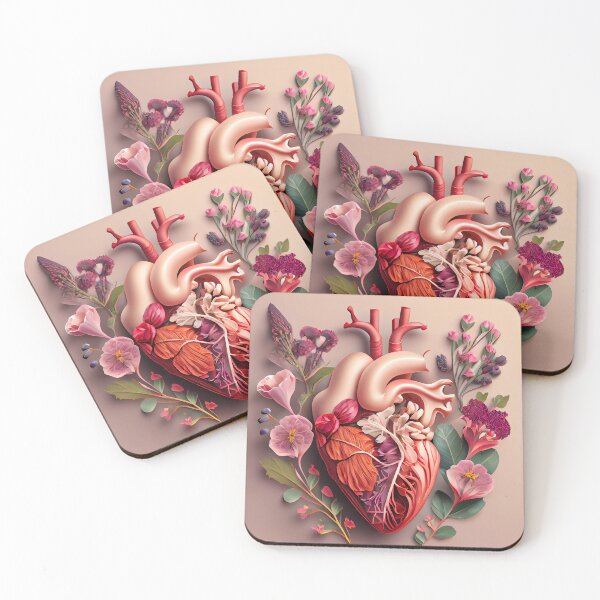 Item preview, Blooming anatomical human golden heart, illustration designed and sold by anytka.