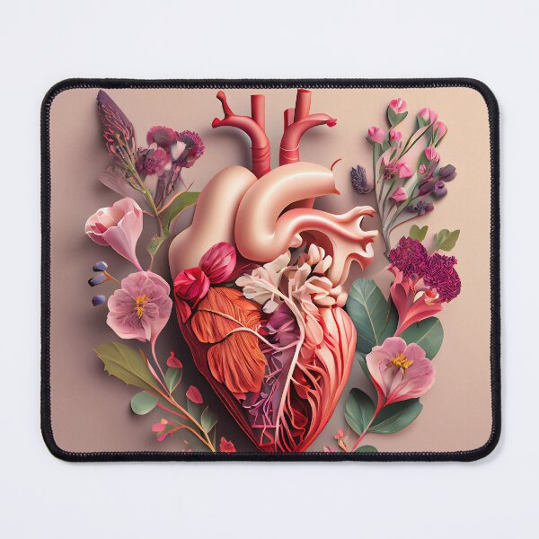 Item preview, Blooming anatomical human golden heart, illustration designed and sold by anytka.