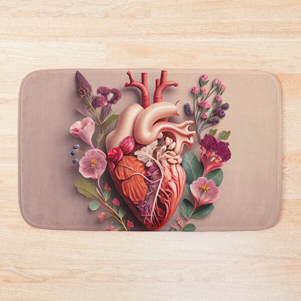 Item preview, Blooming anatomical human golden heart, illustration designed and sold by anytka.