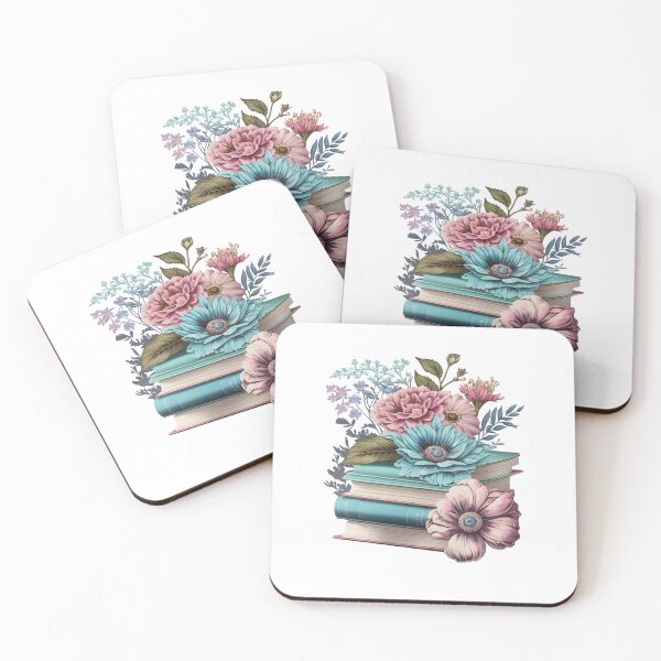 Item preview, Pink and Turquoise Floral Bookstack Reading designed and sold by Welly33.