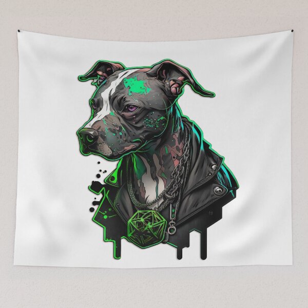 Artikelvorschau, Cyberpunk-Pitbull Nr. 18 entworfen und verkauft von OregonArtForAll.