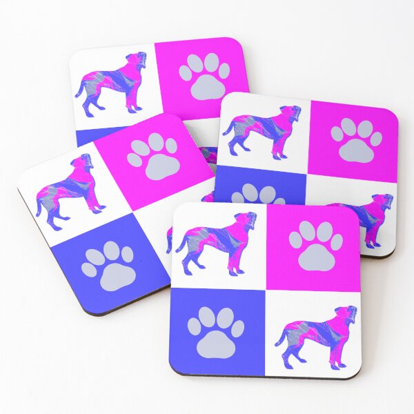 Item preview, Boxer Dog & Paw Print Crazy Hot Pink & Blue Swirls designed and sold by AMSonArt.