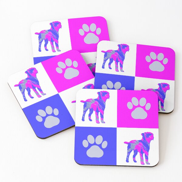 Item preview, Border Terrier Dog & Paw Print Crazy Hot Pink & Blue Swirls designed and sold by AMSonArt.