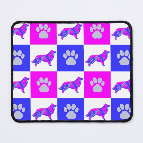 Item preview, Border Collie Dog & Paw Print Crazy Hot Pink & Blue Swirls designed and sold by AMSonArt.